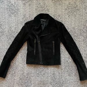 BALENCIAGA Suede Moto Jacket Black Hardware 34 S XS